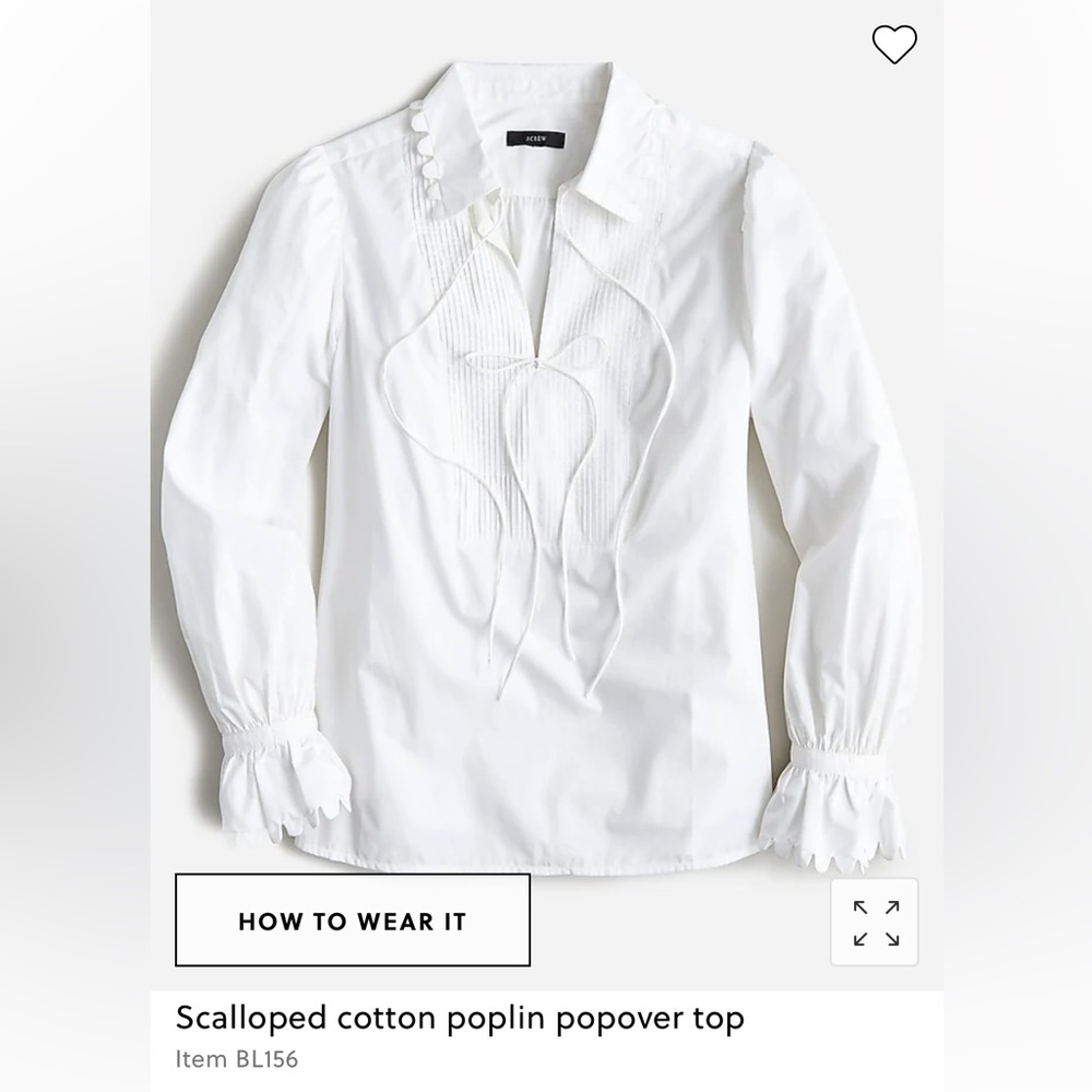 J Crew Scalloped Poplin Blouse